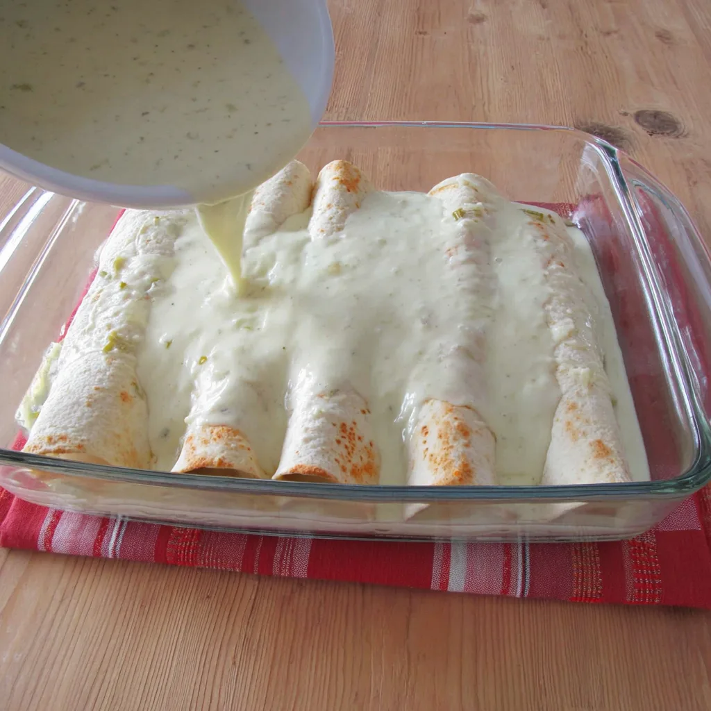 Cream Cheese Chicken Enchiladas 6 Cream Cheese Chicken Enchiladas Enchiladas In Process 4