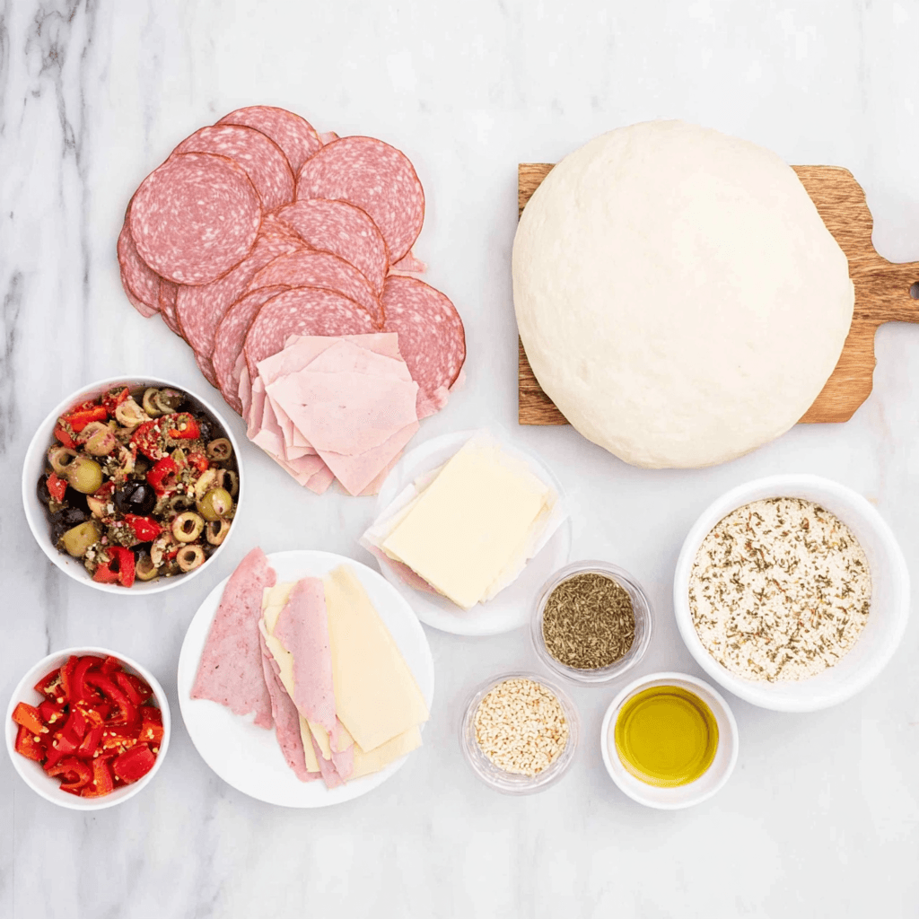 Ultimate Muffuletta Garbage Bread Recipe | Cheesy & Flavor-Packed 2 Ultimate Muffuletta Garbage Bread Recipe | Cheesy & Flavor-Packed Muffuletta Garbage Bread Ingredients 12