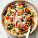 Tomato Spinach Salmon Pasta